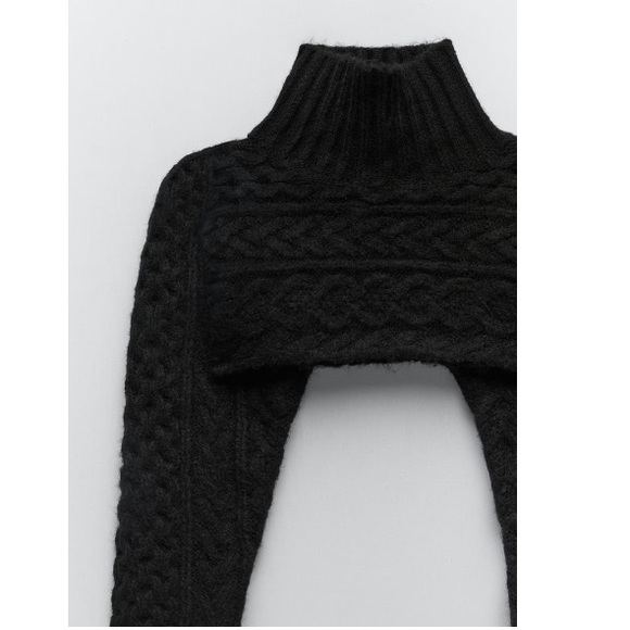 Zara black cable knit sleeve scarf blogger favorit - Picture 10 of 17